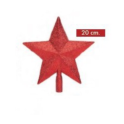 Punta Árbol Estrella Glitter Rojo 20cm