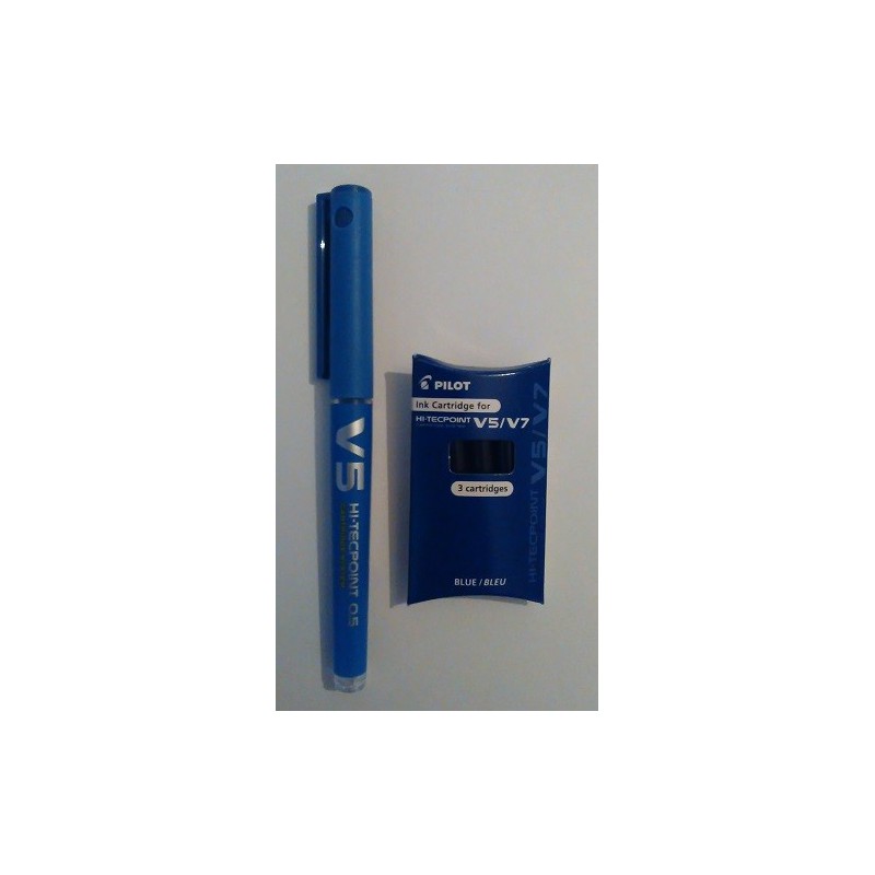 Bolígrafo Pilot V5 Azul + Recambio