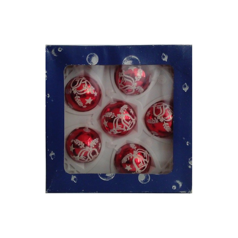 Bolas Rojas Decoradas 5cm (6 unidades)